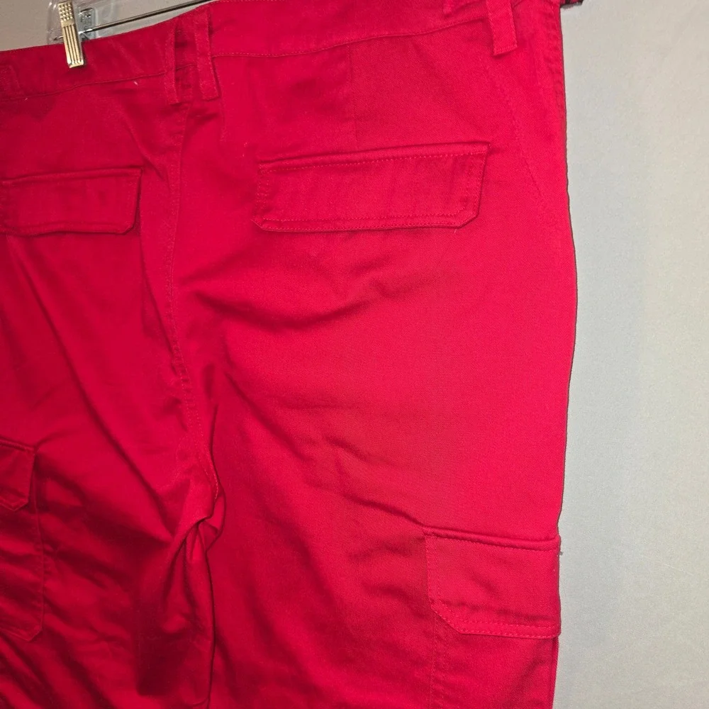 Empyre Cargo Pants 36 Men Red Adjustable Waist Streetwear Skater Straight Leg